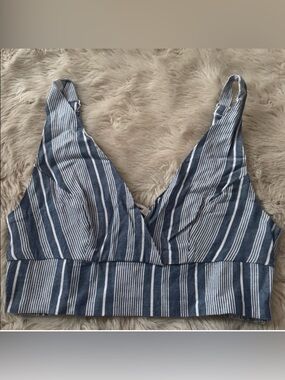 American Eagle Striped Blue & White Bralette Top